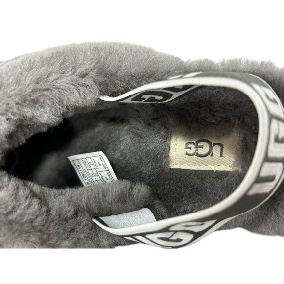 UGG Women's Fluff Yeah Slide Sandals Slippers Size 7 Gray Charcoal Sheepskin - Picture 4 of 7